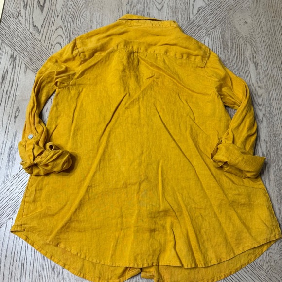 J.Jill Love Linen Petite XS Gold 100% Linen Long Sleeve Button Down Shirt Top - Picture 3 of 8